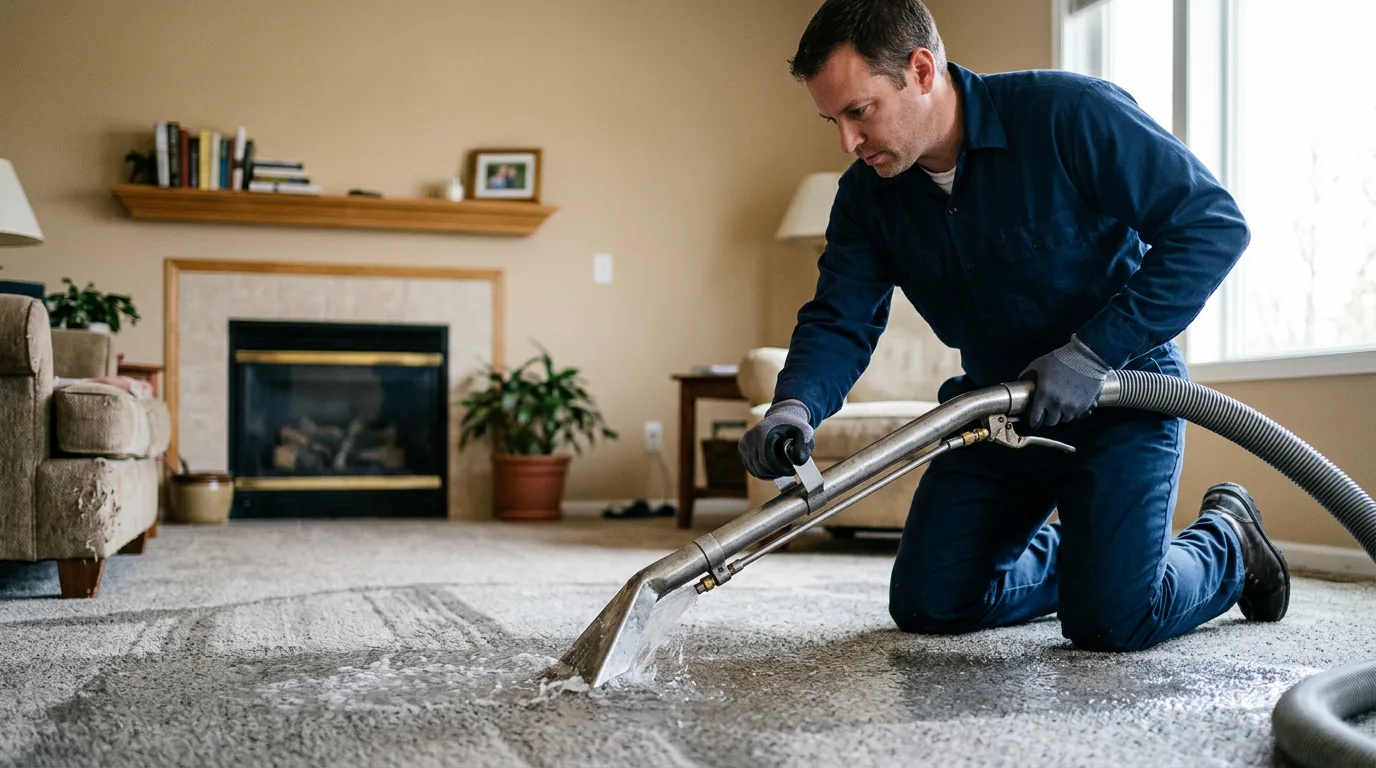 Water damage restoration technician working near Manahawkin, NJ
